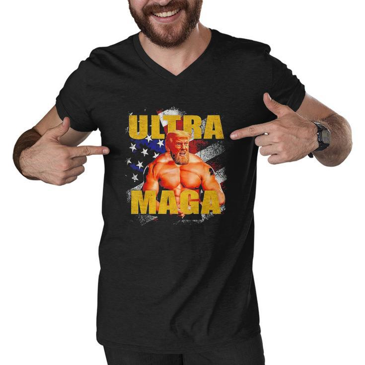 Pro-Trump Trump Muscle Ultra Maga American Muscle Men V-Neck Tshirt