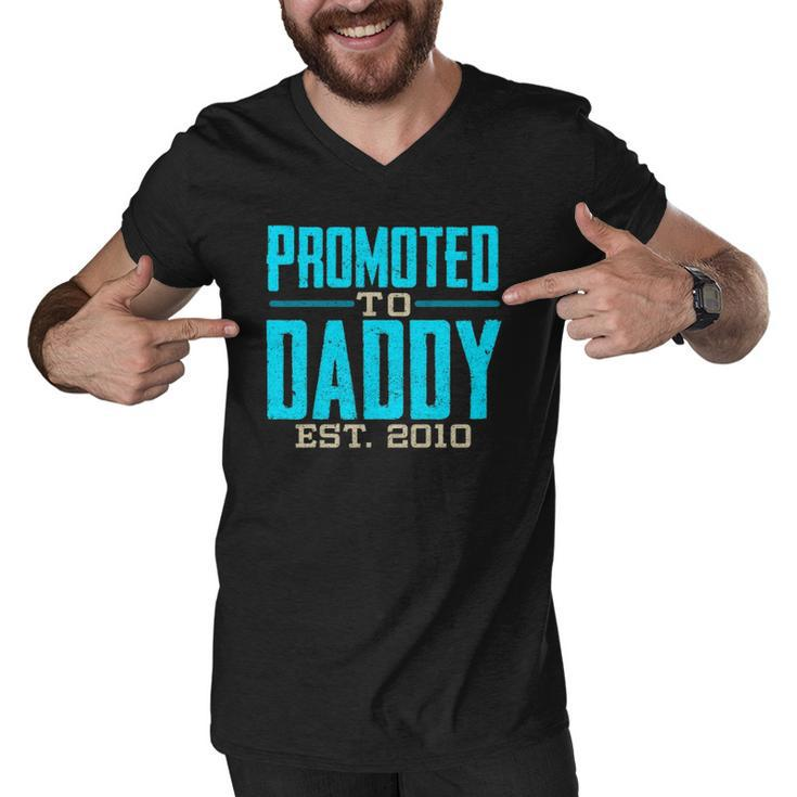 Promoted To Daddy Est 2010 Gift For Dad Men V-Neck Tshirt