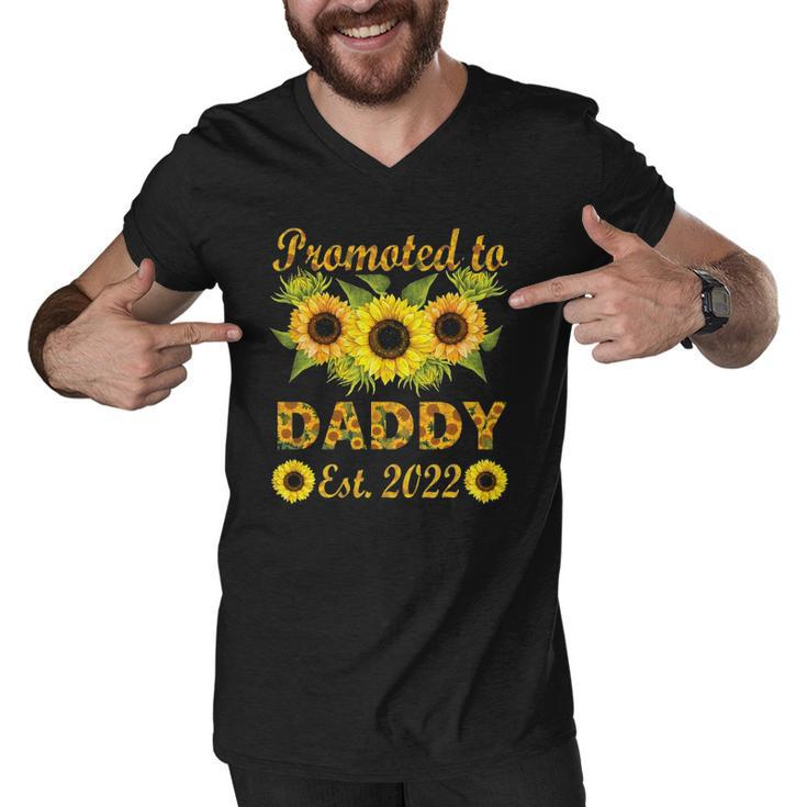 Promoted To Daddy Est 2022 Sunflower Men V-Neck Tshirt