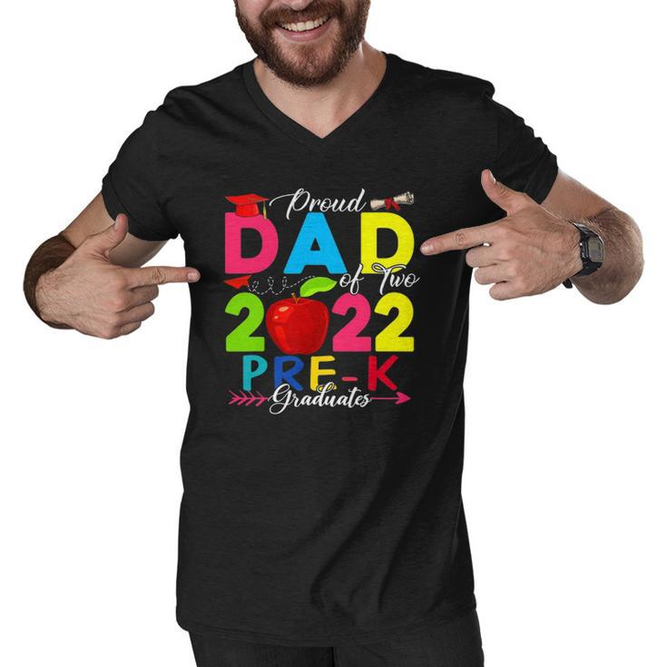 Proud Dad Of Two 2022 Pre-K Graduates Funny Family Lover Men V-Neck Tshirt