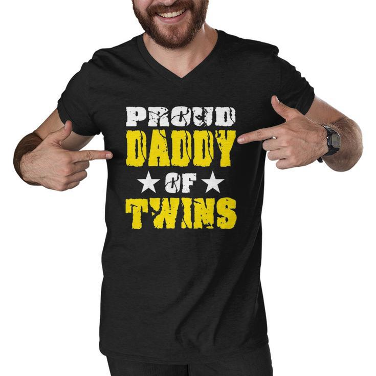 Proud Daddy Of Twins Dad Father Men V-Neck Tshirt
