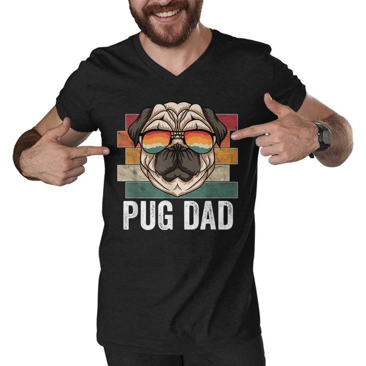 Pug Dog Dad Retro Style Apparel For Men Kids  Men V-Neck Tshirt