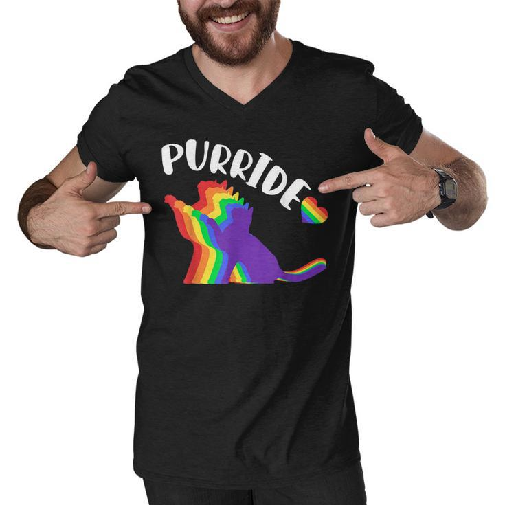 Purride Gay Pride Cat Pride Cat Cat Lgbtq  Men V-Neck Tshirt