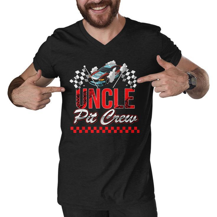 Race Car Birthday Party Racing Family Uncle Pit Crew  Men V-Neck Tshirt