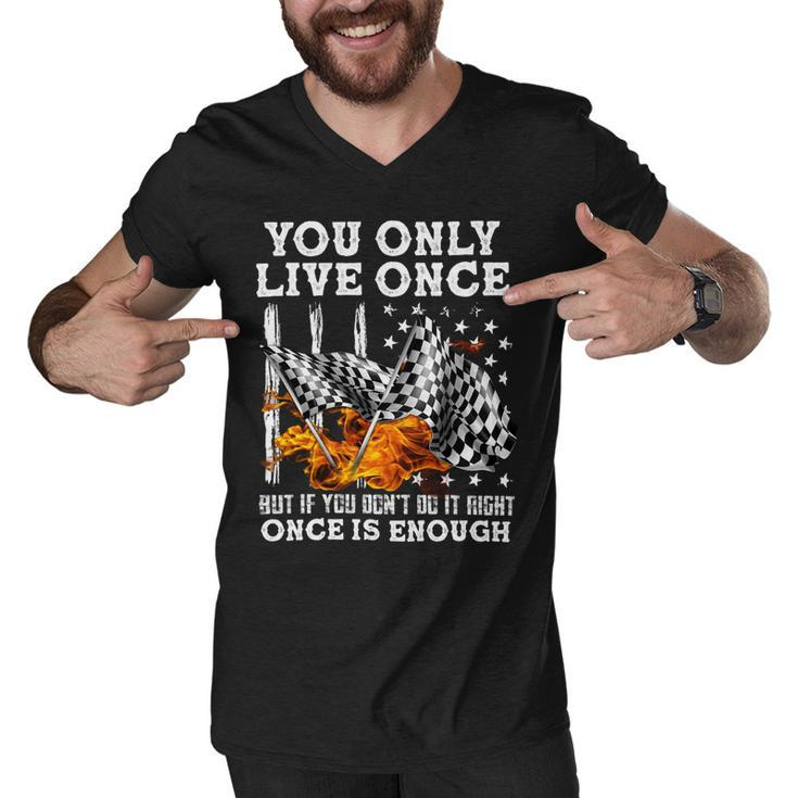 Racing You Only Live Once Men V-Neck Tshirt