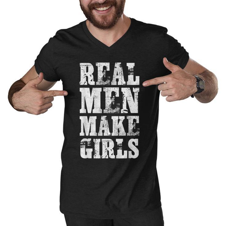 Real Men Daughter Funny Fathers Day Gift Dad  Men V-Neck Tshirt