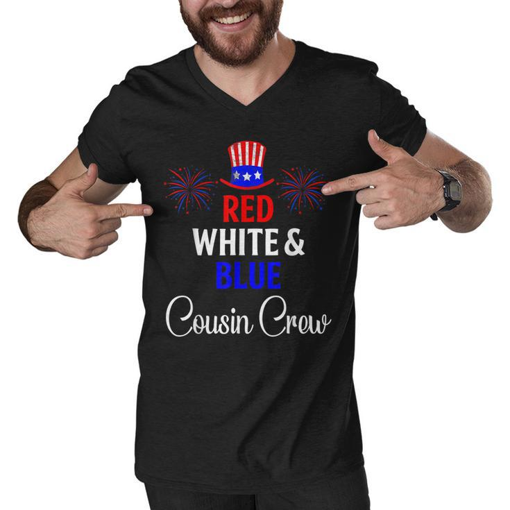 Red White & Blue Cousin Crew 4Th Of July Firework Matching  Men V-Neck Tshirt