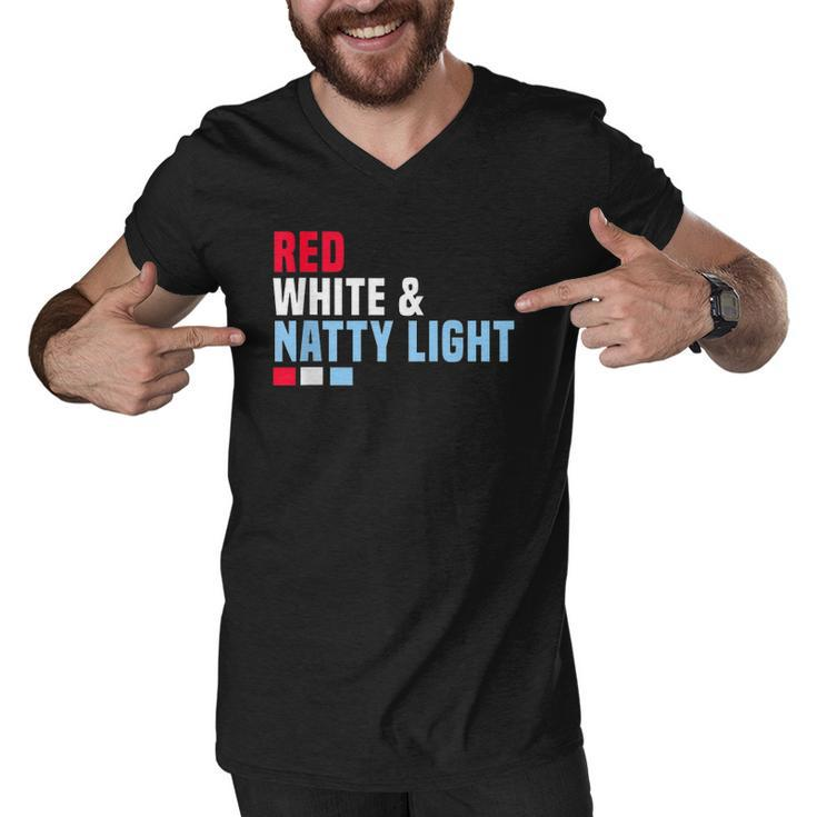 Red White And Natty-Light 4Th Of July  Men V-Neck Tshirt