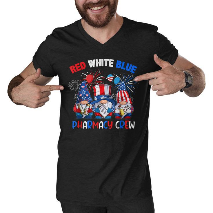 Red White Blue American Pharmacy Crew Gnome 4Th Of July  Men V-Neck Tshirt