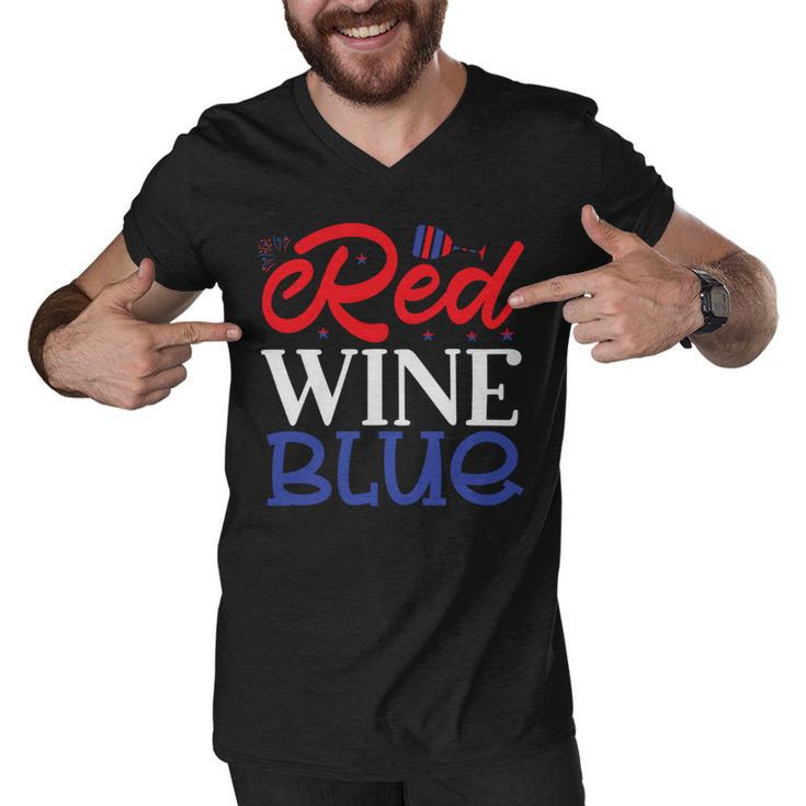 Red Wine  Blue  4Th Of July  Wine Red  White Blue Wine Glasses V2 Men V-Neck Tshirt