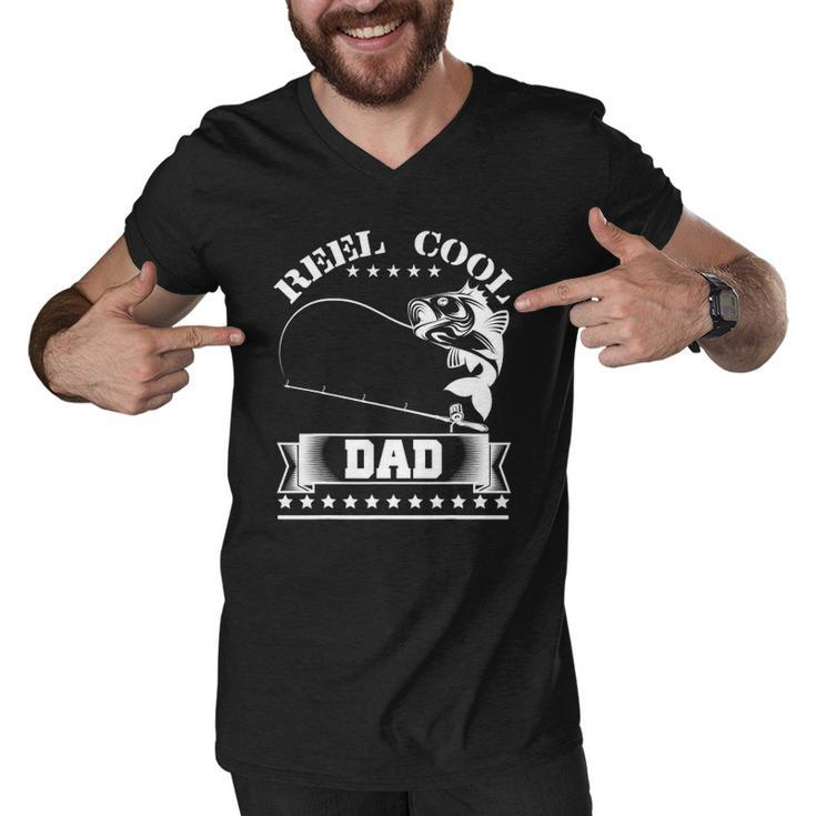 Reel Cool Dad Fishing Fathers Day Gift Men V-Neck Tshirt
