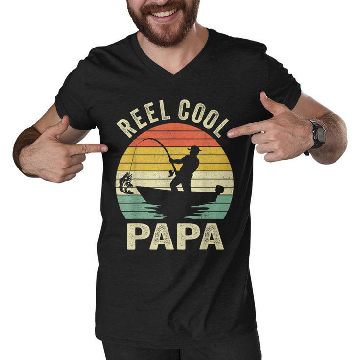 Reel Cool Papa Fishing Dad Gifts Fathers Day Fisherman Fish  Men V-Neck Tshirt