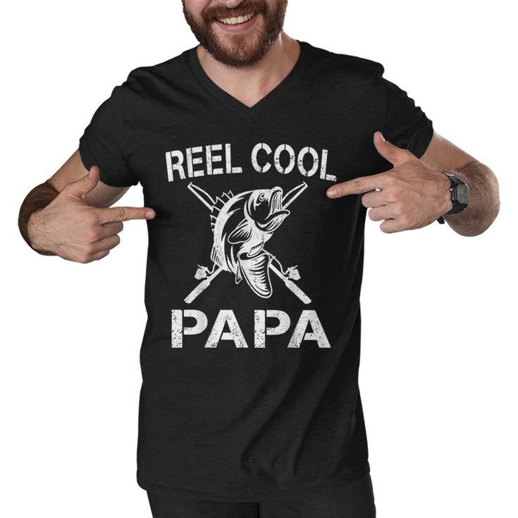 Reel Cool Papa Fishing Dad Gifts Fathers Day Fisherman Fish  Men V-Neck Tshirt