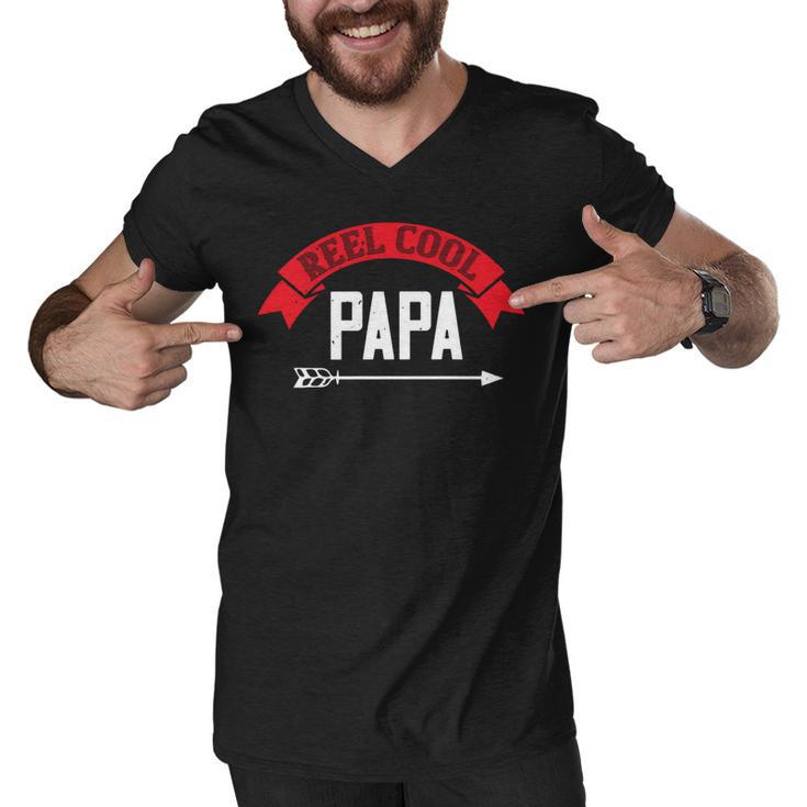 Reel Cool Papa Papa T-Shirt Fathers Day Gift Men V-Neck Tshirt