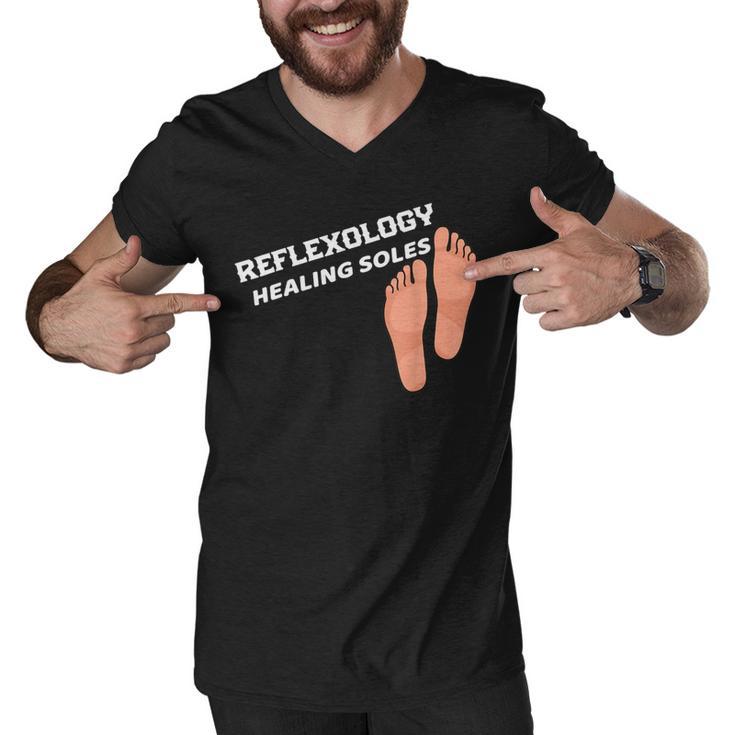 Reflexology Massage Therapist  Reflexology Healing Soles Men V-Neck Tshirt