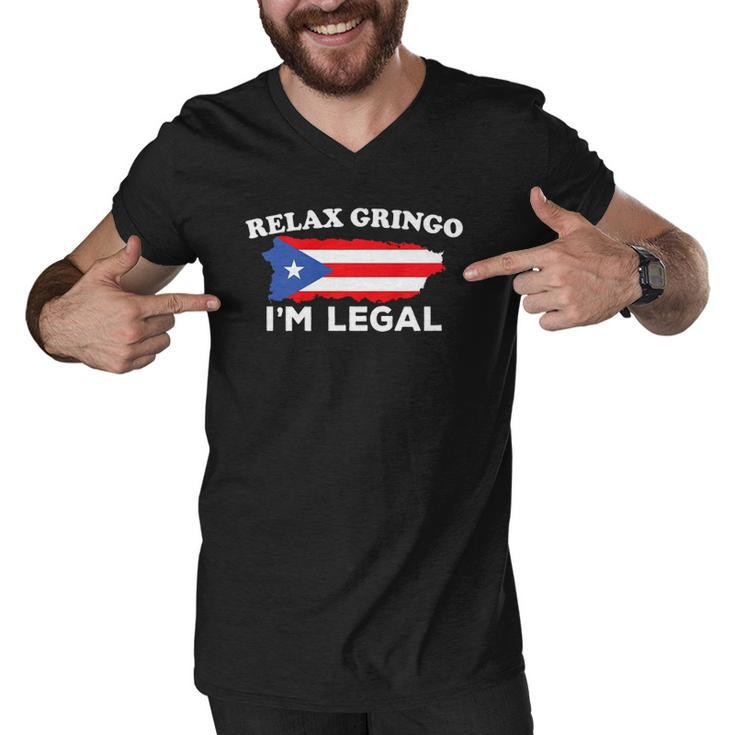 Relax Gringo Im Legal Puerto Rico Immigrant Novelty Gift  Men V-Neck Tshirt