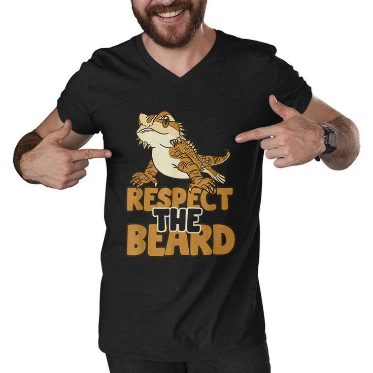 Respect The Beard Funny Bearded Dragon Lizard  Men V-Neck Tshirt