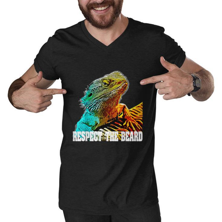 Respect The Beard Funny Bearded Dragon Men V-Neck Tshirt