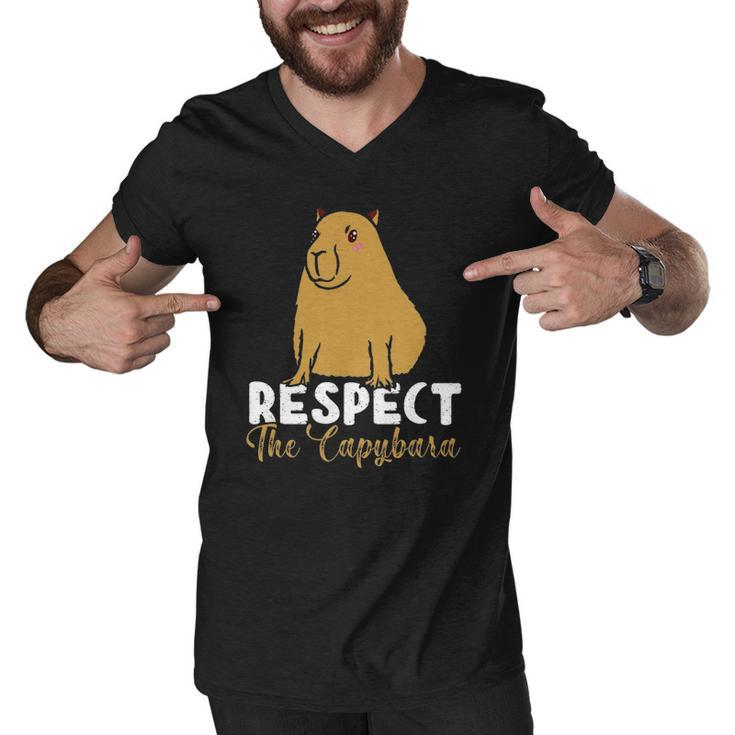 Respect The Capybara Funny Capybara Owners Animal Lover Men V-Neck Tshirt