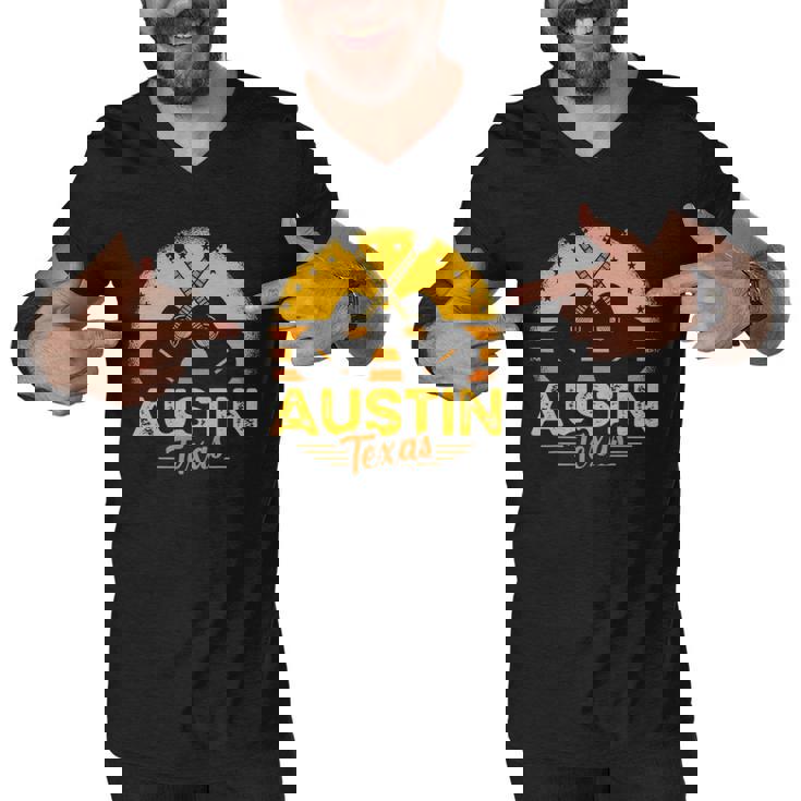 Retro Austin Texas Guitar Texas Men V-Neck Tshirt