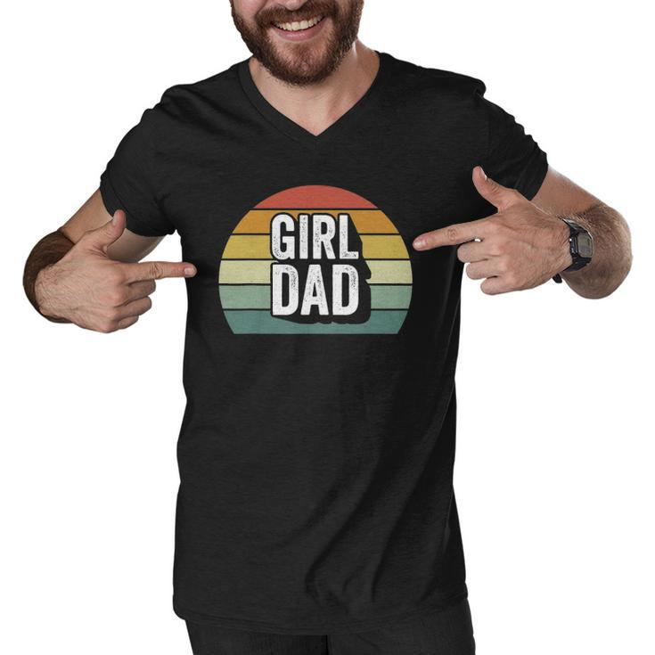 Retro Girl Dad  Proud Father Love Dad Of Girls Vintage Men V-Neck Tshirt