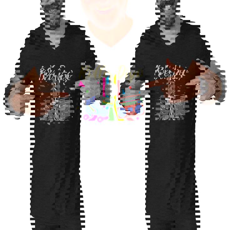 Retro Roller Skating Roller Disco Roller Skates Skating Men V-Neck Tshirt