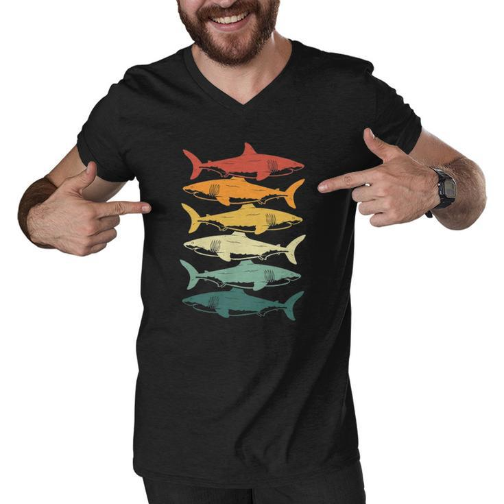 Retro Sharks For Shark Lover Men V-Neck Tshirt