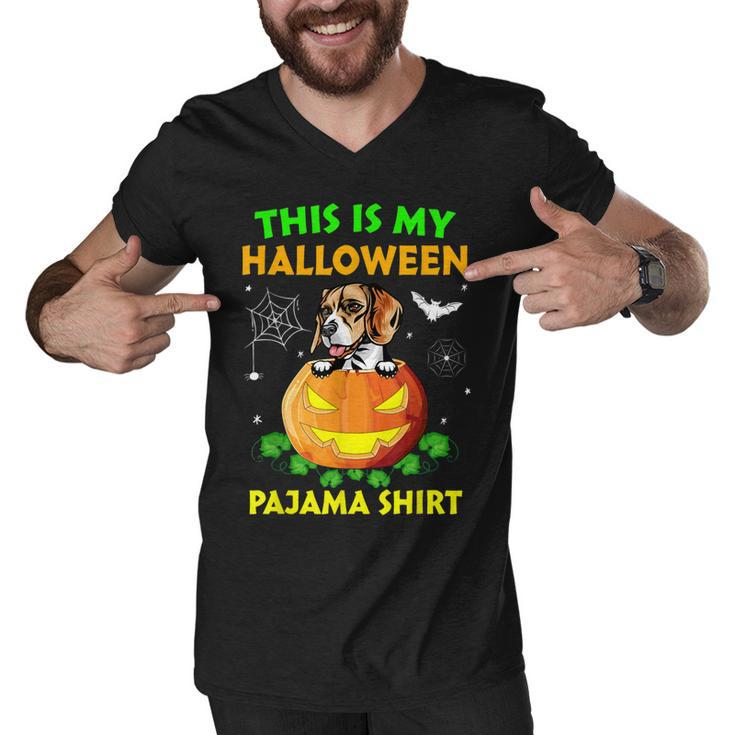 Retro This Is My Halloween Pajama  Beagle  Men V-Neck Tshirt
