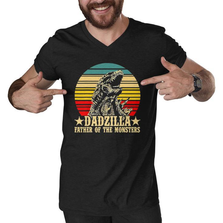 Retro Vintage Dadzilla Father Of The Monsters Men V-Neck Tshirt