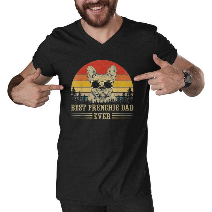 Retro Vintage French Bulldog Best Frenchie Dad Ever Classic Men V-Neck Tshirt