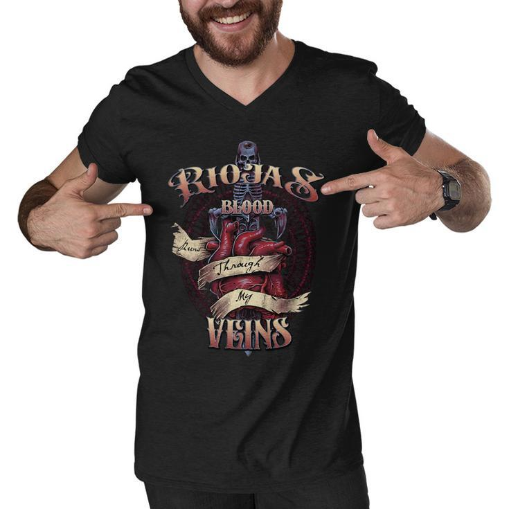 Riojas Blood Runs Through My Veins Name Men V-Neck Tshirt