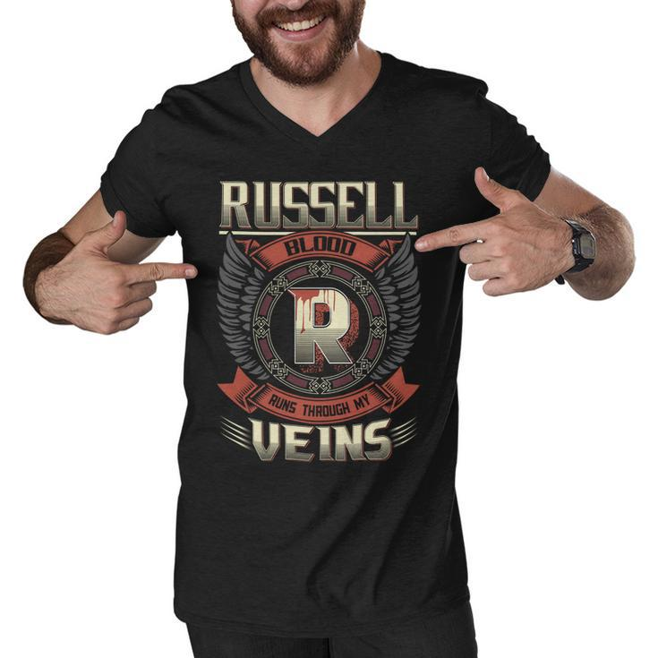 Russell Blood  Run Through My Veins Name V3 Men V-Neck Tshirt