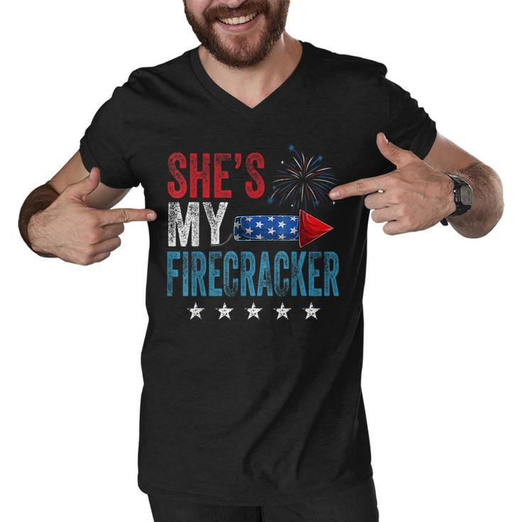 Shes My Firecracker His And Hers 4Th July Vintage Gift  Men V-Neck Tshirt