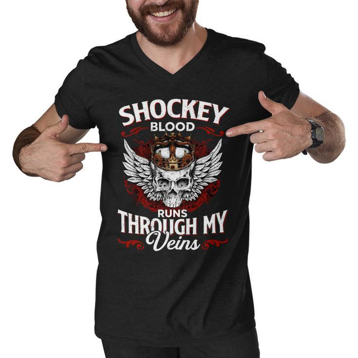 Shockey Blood Runs Through My Veins Name Men V-Neck Tshirt