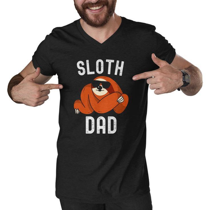 Sloth Dad Fathers Day Men Sloth Daddy Funny Sloth Lover Lazy Men V-Neck Tshirt