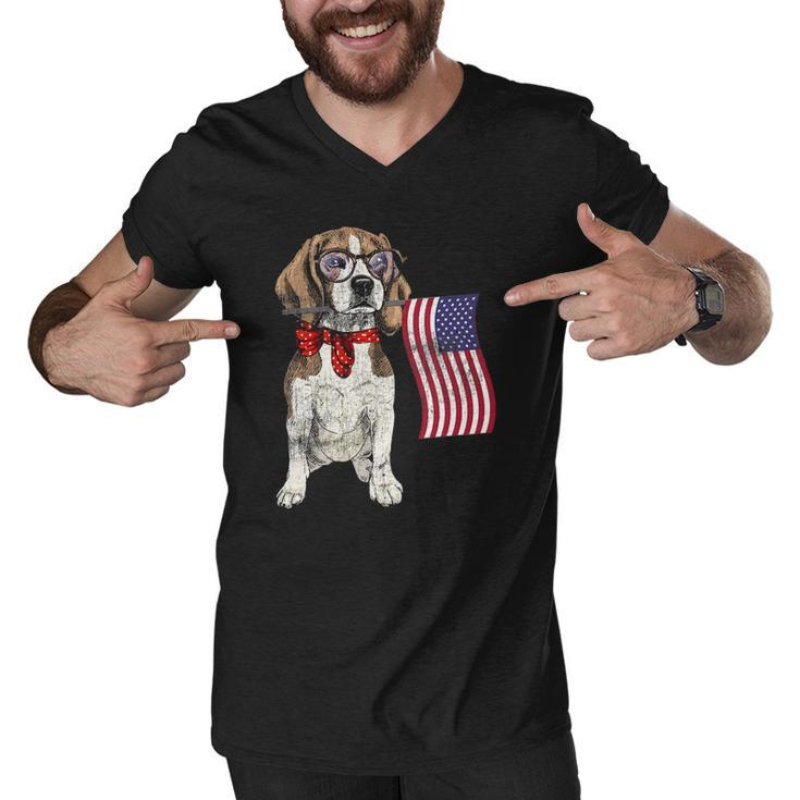 Smart Beagle Patriotic Memorial Day 4Th Of July Usa Flag Men V-Neck Tshirt