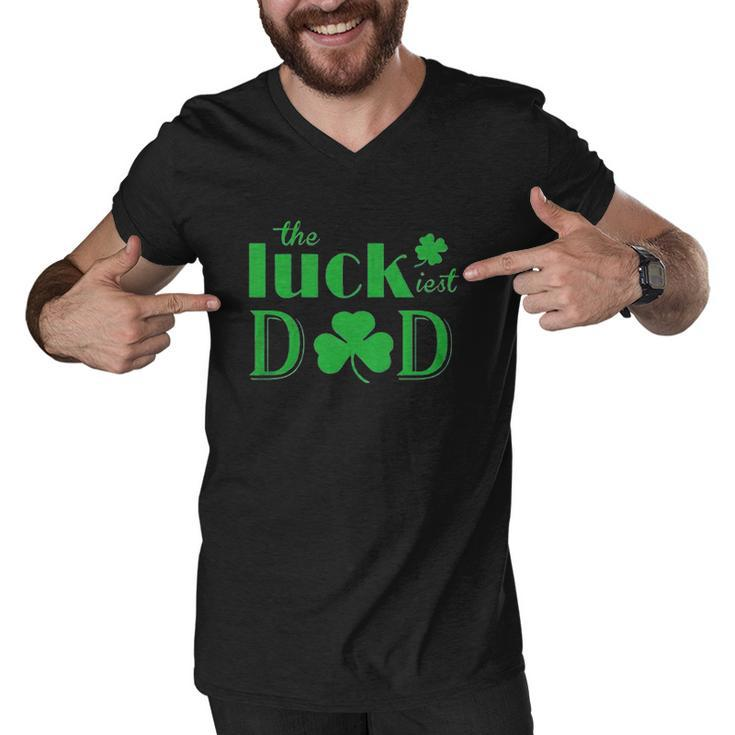St Patricks Day The Luckiest Dad Men V-Neck Tshirt