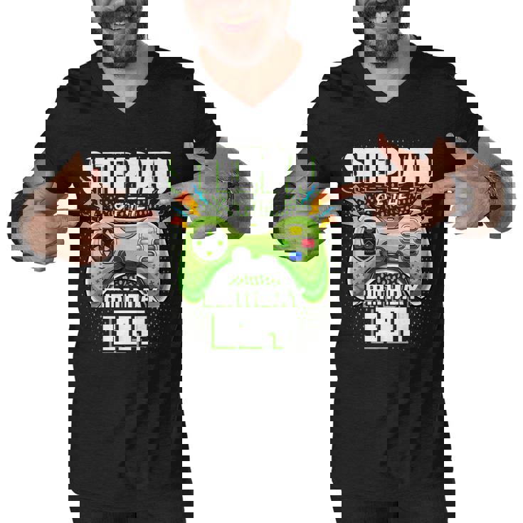 Stepdad Of The Birthday Boy Matching Family Video Game Party  Men V-Neck Tshirt