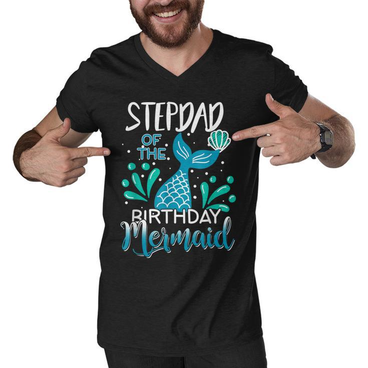 Stepdad Of The Birthday Mermaid Matching Family  Men V-Neck Tshirt