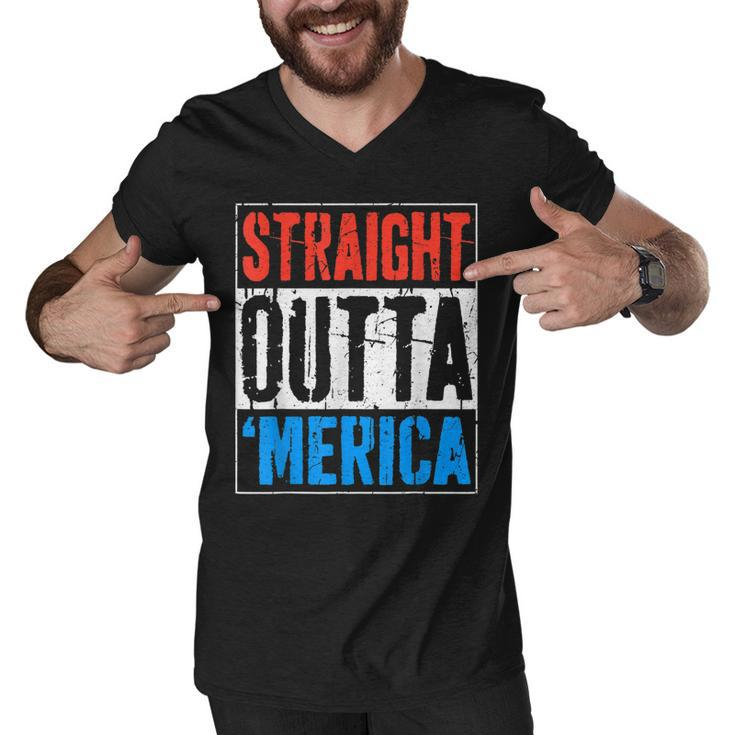 Straight Outta Merica  4Th Of July  Men V-Neck Tshirt