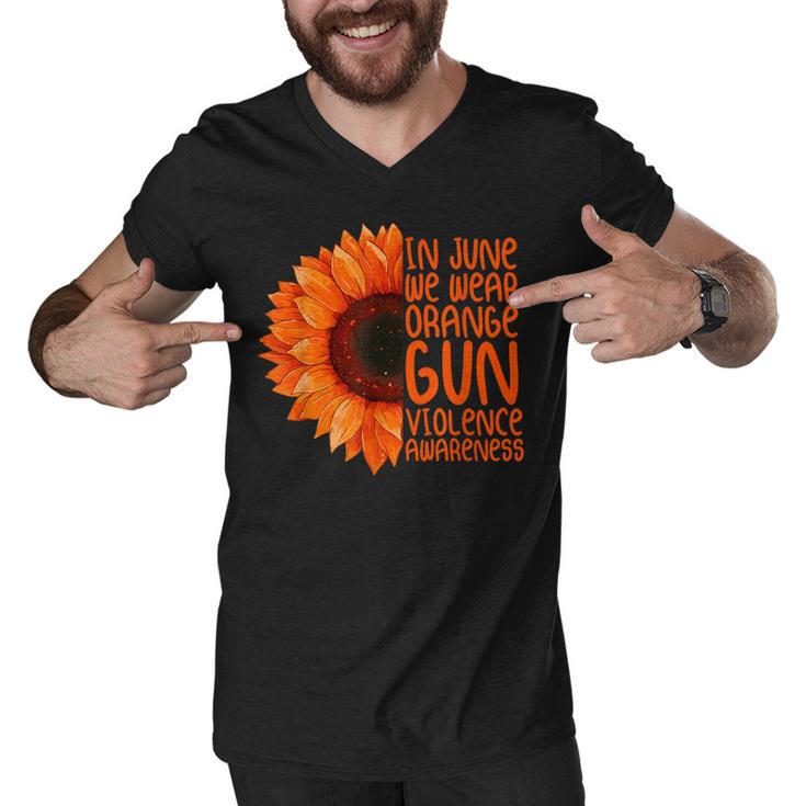 Sunflower In June We Wear Orange Gun Violence Awareness Day  Men V-Neck Tshirt