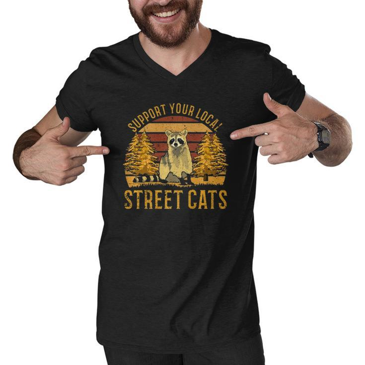 Support Your Local Street Catsraccoon Sunset  Men V-Neck Tshirt