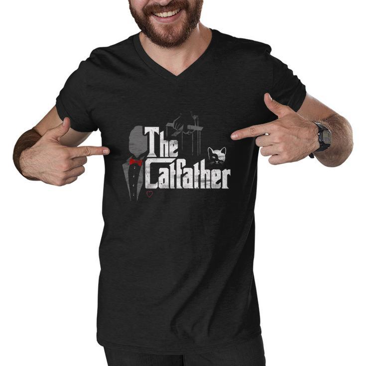 The Catfather  Funny Cat Dad Gift Father Of Cats  Men V-Neck Tshirt