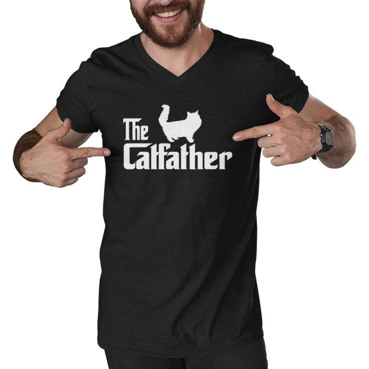 The Catfather Persian Cat Lover Funny Father Cat Dad Men V-Neck Tshirt