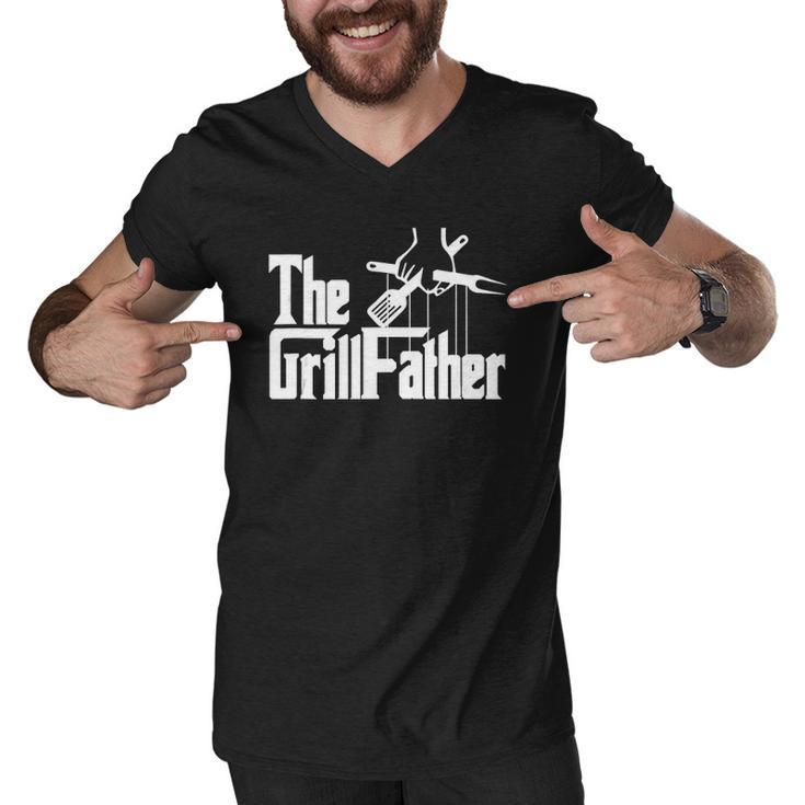 The Grillfather Funny Barbecue Grilling Bbq The Grillfather  Men V-Neck Tshirt