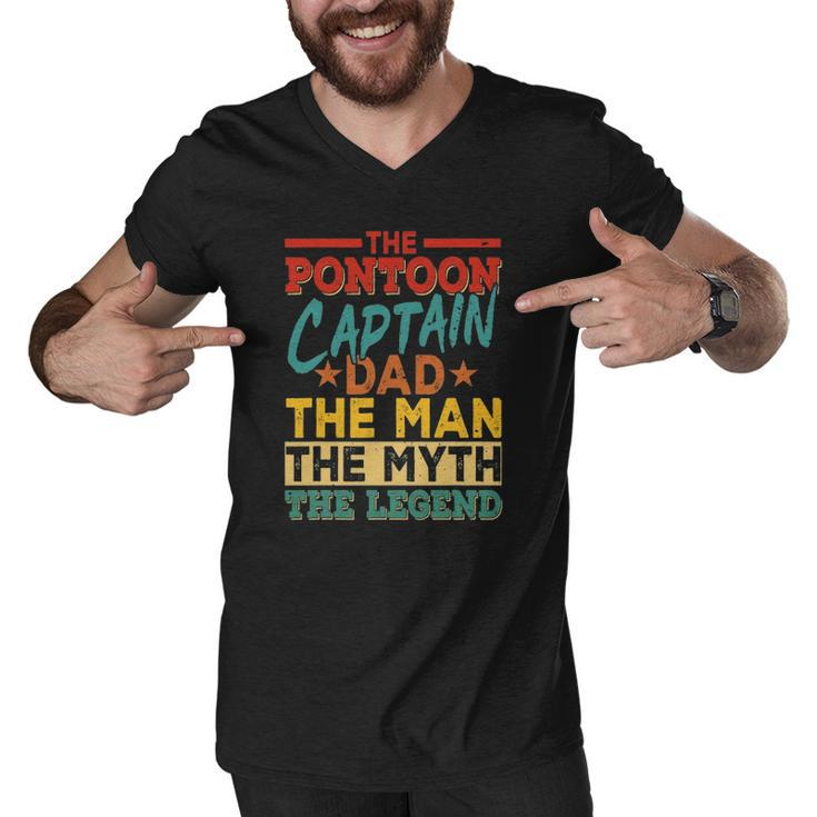 The Pontoon Captain Dad The Man Myth Happy Fathers Day Men V-Neck Tshirt