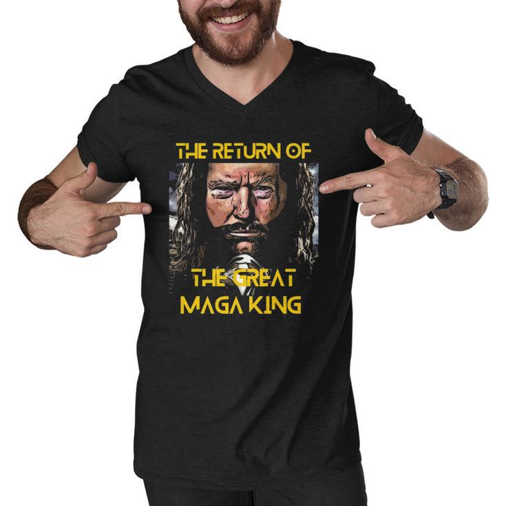 The Return Of The Great Maga King Ultra Maga Trump Design Men V-Neck Tshirt