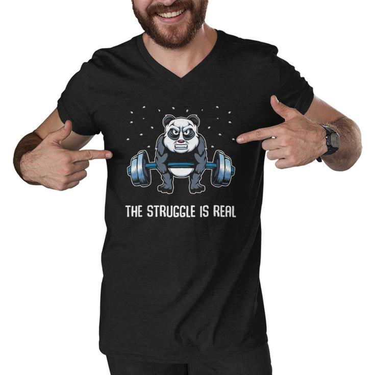 The Struggle Is Real Funny Fitness Panda Gymer  Men V-Neck Tshirt