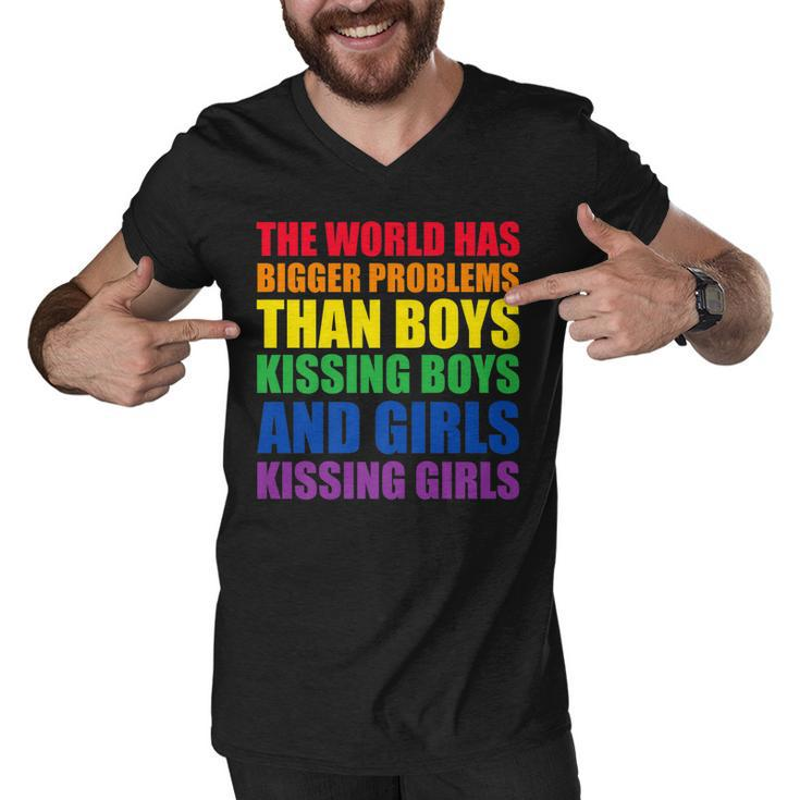 The World Has Bigger Problems Lgbt-Q Pride Gay Proud Ally   Men V-Neck Tshirt