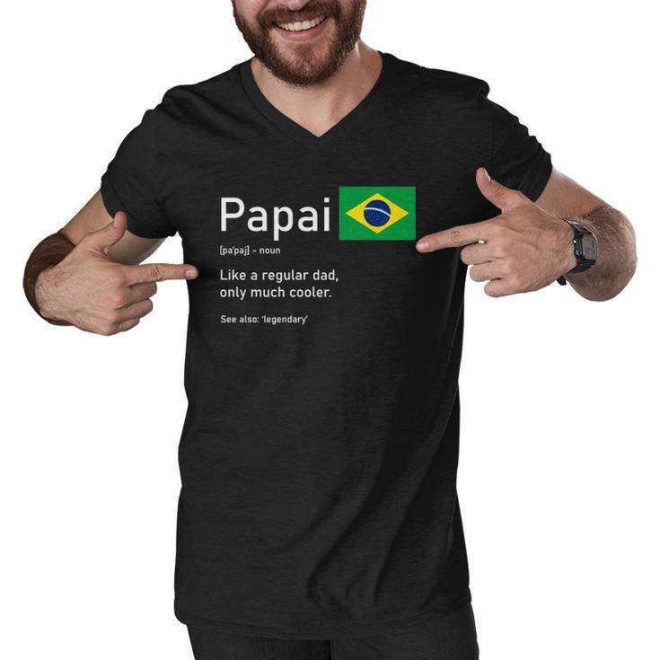 This Definition Of Papai Brazilian Father Brazil Flag Classic Men V-Neck Tshirt